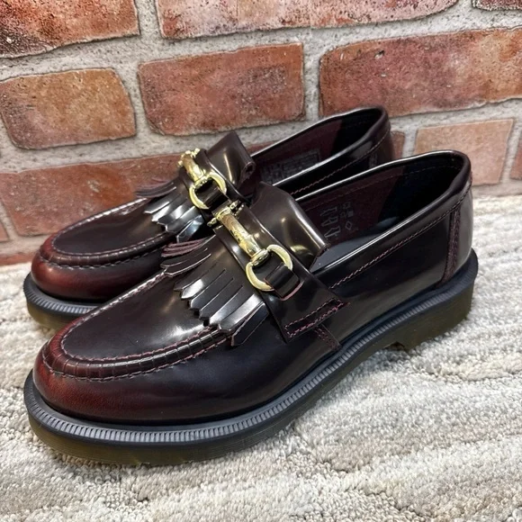 Dr martens Adrian snaffle leather cherry red loafers women Sz 7 - Picture 1 of 14